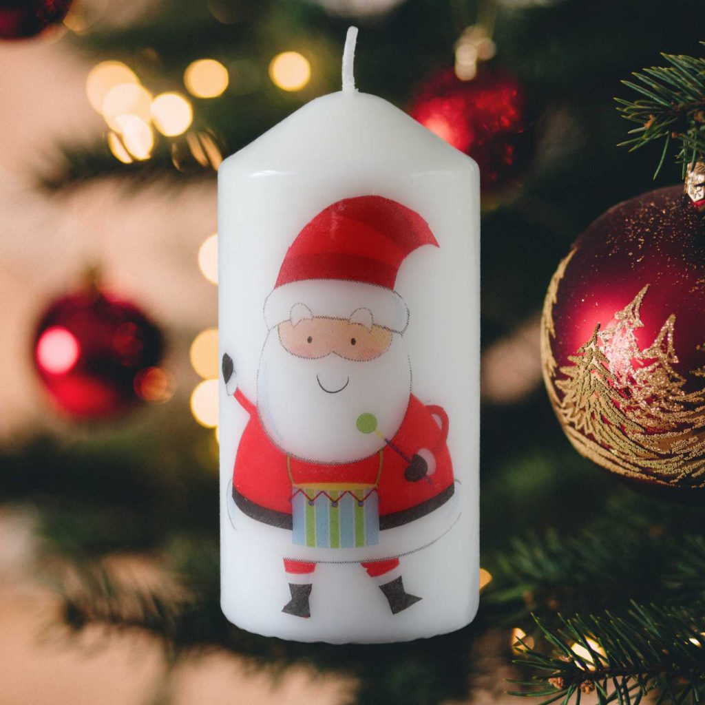 Father Christmas hand-decorated candle